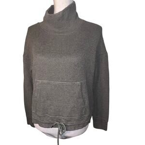 90’ by Reflex womens M boxy crop kangaroo drawstring waist slub knit sweater